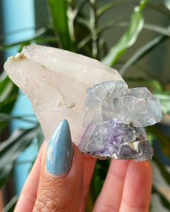 Bergkristall med Fluorit, Rå - 7cm