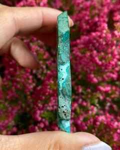 Malakit/Krysokolla, Polerad Skiva - 7cm