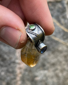 Dendrit Kvarts, Tanzanit - Hänge - 925 Silver